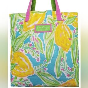 Estee Lauder Lilly Pulitzer Lemon Tote Bag & Makeup Bag